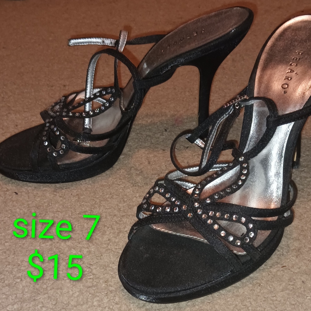Black Heels with Rhinestone Accents